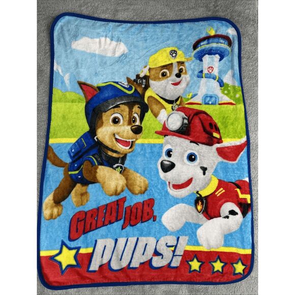 Paw Patrol Great Job Pups Plush Toddler Blanket Chase Marshall Rubble - Picture 1 of 14